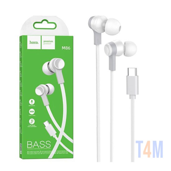 Hoco Wired Earphones M86 Ocean Type C with Microphone 1.2m White